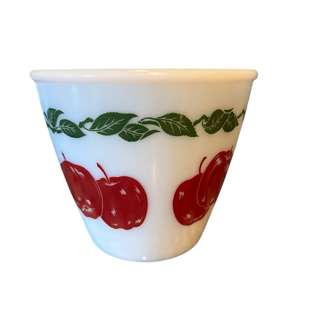 Vintage Hazel Atlas Apple Milk Glass 5" Splash Proof Mixing Bowl